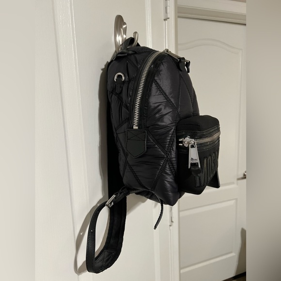 MOSCHINO QUILTED NYLON SMALL BACKPACK BLACK - Picture 10 of 11